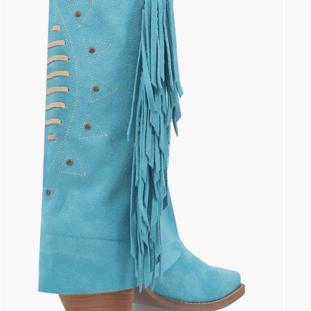 Dingo Turquoise Fringe Cowboy Boots - Picture 8 of 10